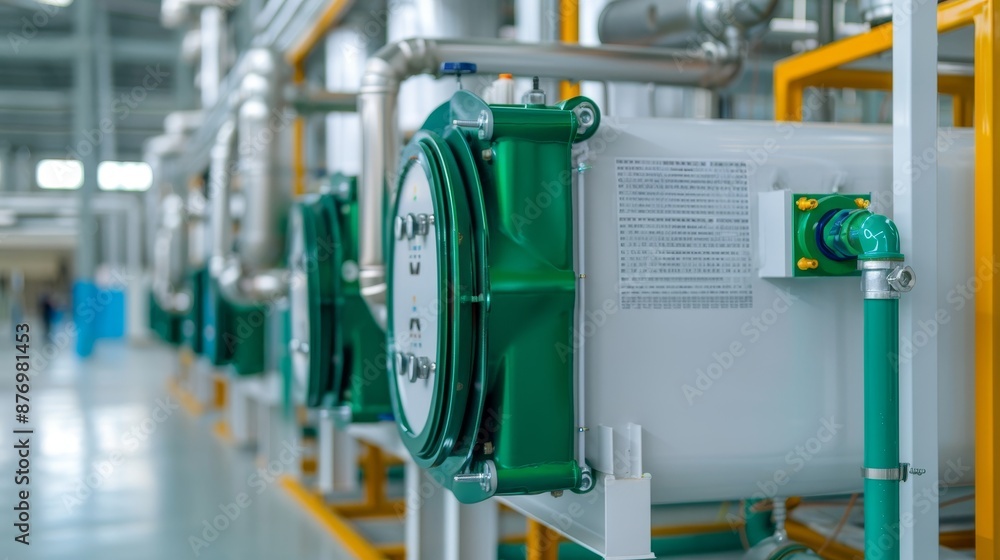 Green thermal transfer equipment, showcasing advanced technology in the context of an eco-friendly economy, promoting sustainable practices Green thermal transfer equipment, showcasing advanced technology in the context of an eco-friendly economy, promoting sustainable practices