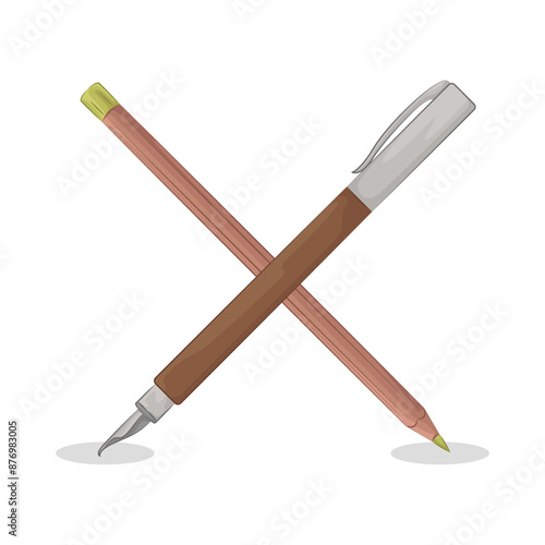 Illustration of crossed pencil 