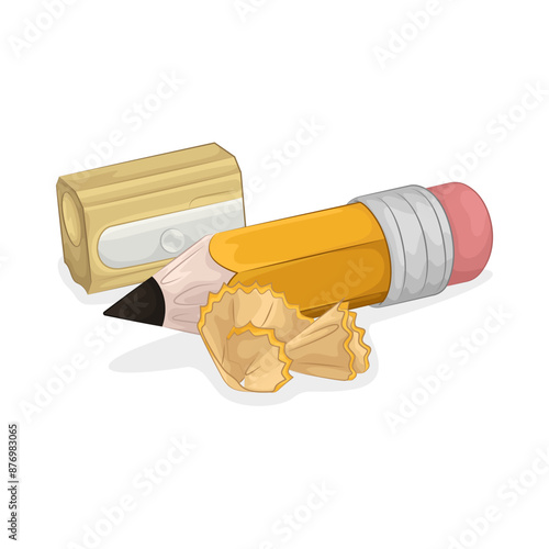 Illustration of pencil and pencil sharpener 