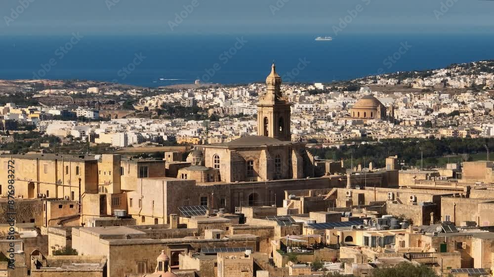 Church in Mdina city and Mosta Dome. Maltese island Church in Mdina city and Mosta Dome. Maltese island