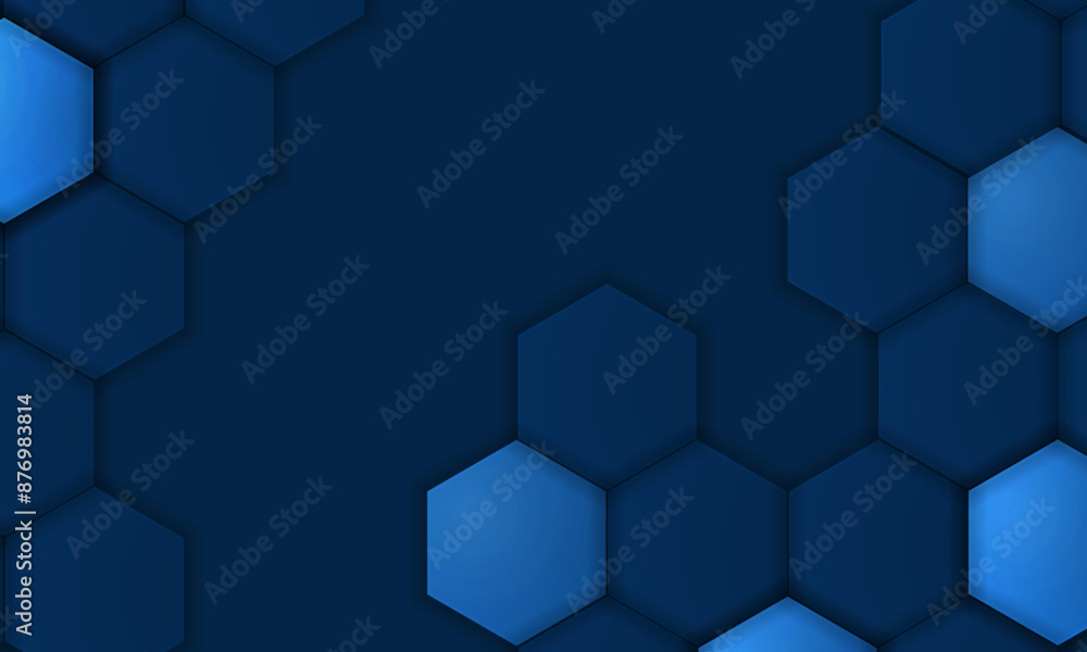 Fototapeta premium Abstract blue hexagon modern gradient geometric background