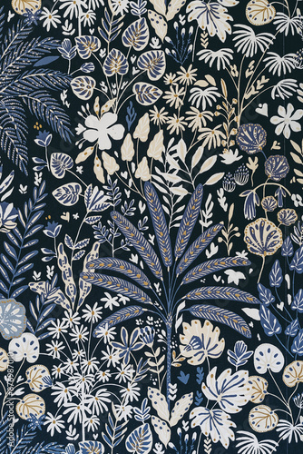 Motif floral couleurs rétro sur papier - Arrière plan design graphique	