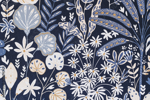 Motif floral couleurs rétro sur papier - Arrière plan design graphique	