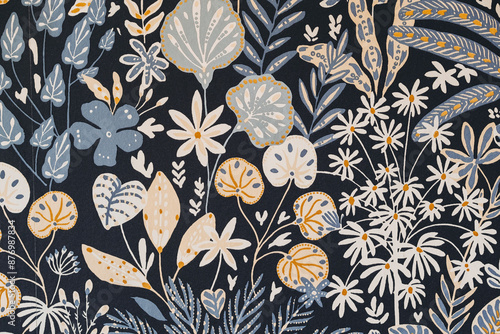 Motif floral couleurs rétro sur papier - Arrière plan design graphique	