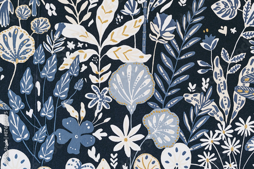 Motif floral couleurs rétro sur papier - Arrière plan design graphique	