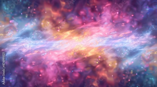 A stunning view of a colorful nebula with vibrant cosmic colors and sparkles, forming a mesmerizing and abstract celestial pattern that evokes a sense of awe and wonder.