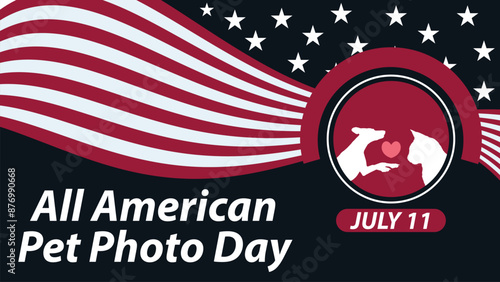 All American Pet Photo Day vector banner design illustration.