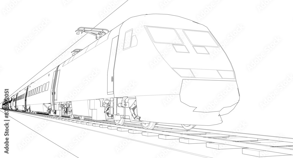Obraz premium modern locomotive sketch symbol 3d illustration