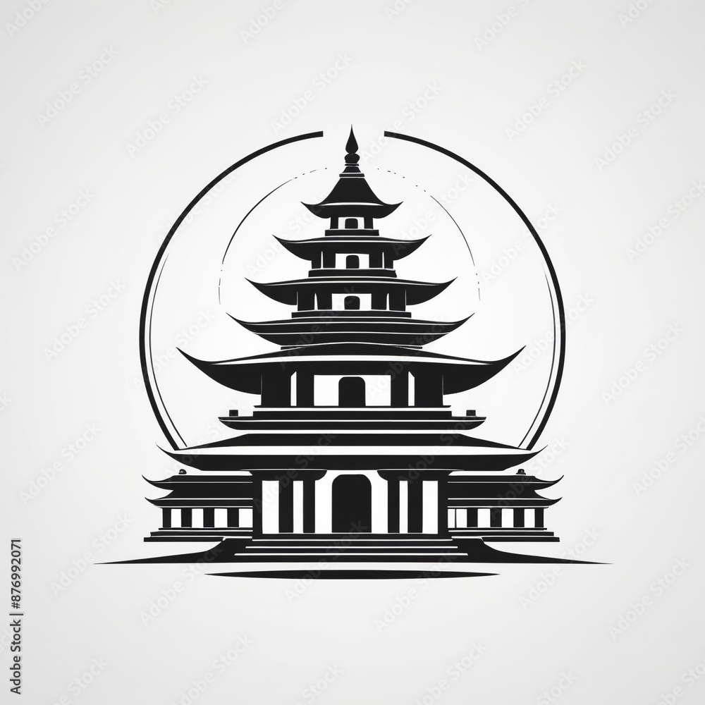 AI generative. Icon temple symbol black on white background, isolated. 4 AI generative. Icon temple symbol black on white background, isolated. 4