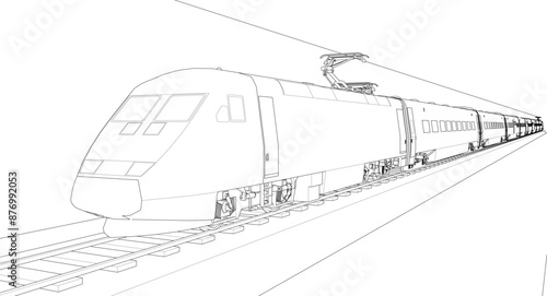 modern locomotive sketch symbol 3d illustration