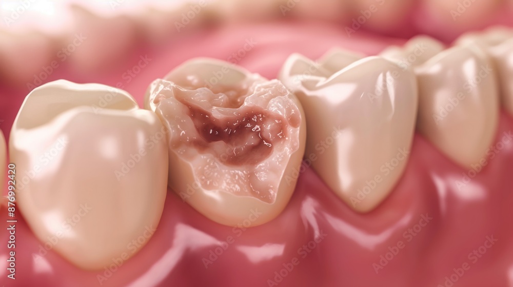 A tooth with decay. Concept of dental treatment and care. Lack of hygiene and dental care A tooth with decay. Concept of dental treatment and care. Lack of hygiene and dental care