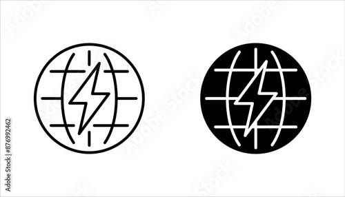 Electrical Earth Icon set, Earth Symbol sign design vector illustration on white background