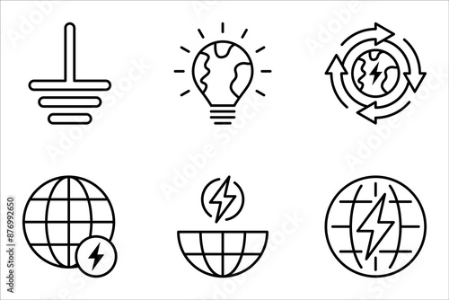 Electrical Earth Icon set, Earth Symbol sign design vector illustration on white background