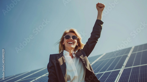 businesswoman solar sale su...