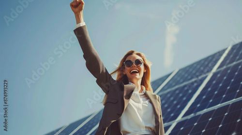 businesswoman solar sale su...