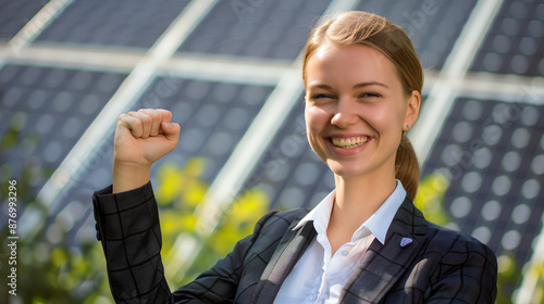 businesswoman solar sale su...