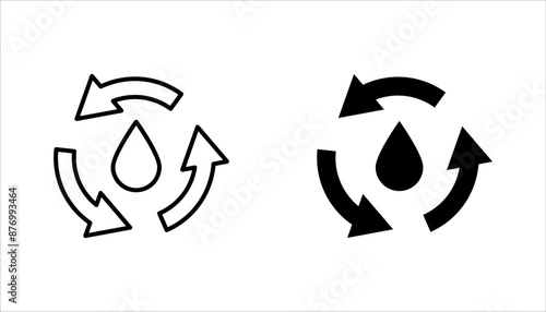 Skin hydration line outline icon set, vector illustration on white background