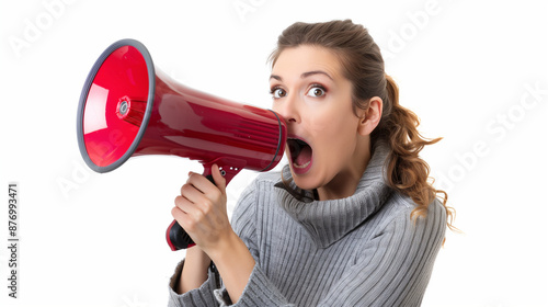 businesswoman shouting thro...