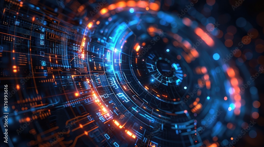 Fototapeta premium technology background and abstract digital tech circle