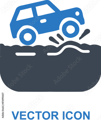 Car hitting a bump icon