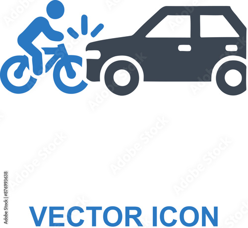 Car colliding with cyclist icon
