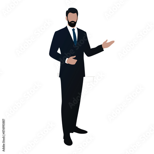 a business man at a presentation. vector black color silhouette 