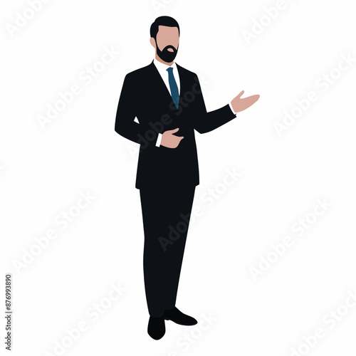 a business man at a presentation. vector black color silhouette 