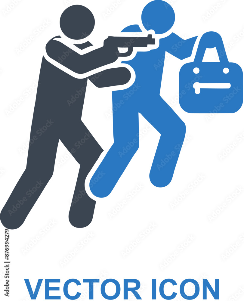 Person mugging another individual icon Person mugging another individual icon