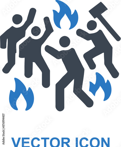 People rioting in a place icon