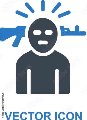 Person committing terrorism act icon