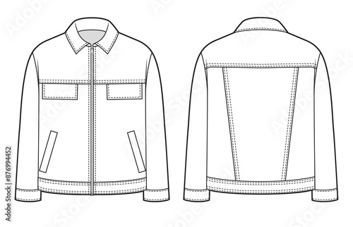 Mans jacket with zip down the front.