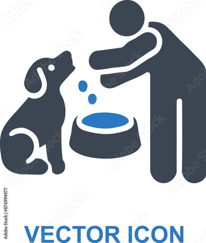 Person feeding their dog food icon