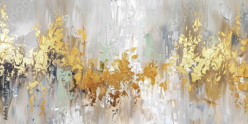 abtrsact painting with gold and white colors photo