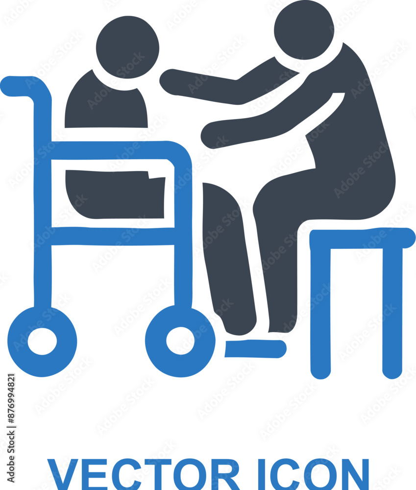 Elderly sitting in chair assisted icon Elderly sitting in chair assisted icon