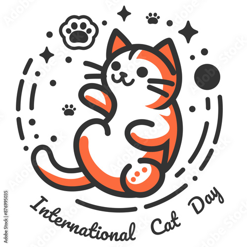 Cat Vector Design with Icon for International Cat Day on 8th of August.