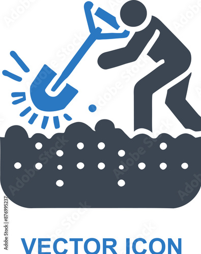 Tilling the garden soil icon