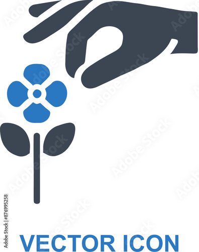 Picking fresh garden flowers icon