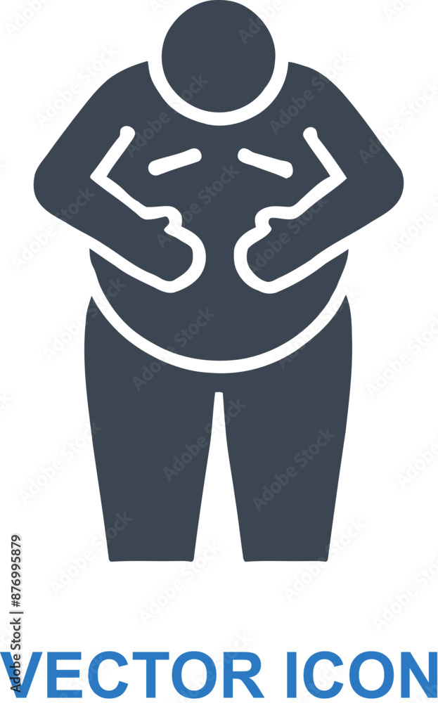 Overweight person holding their belly icon Overweight person holding their belly icon