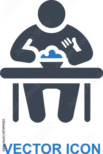Overweight person eating a large meal icon