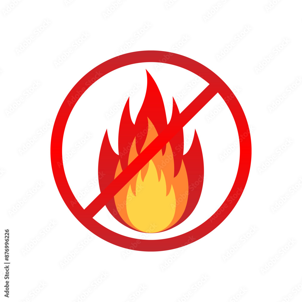No Fire Flame Icon. Fire Flame Icon. Vector Illustration Isolated on White Background. No Fire Flame Icon. Fire Flame Icon. Vector Illustration Isolated on White Background.