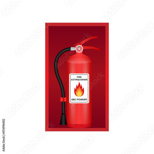 Fire Extinguisher Box. Vector Illustration Isolated on White Background. 
