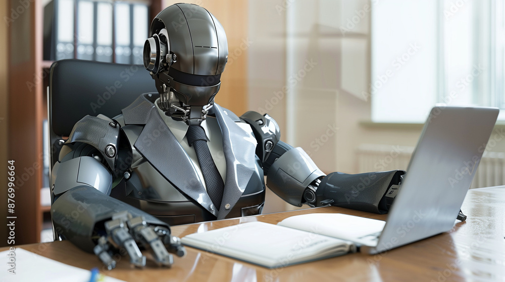 robot working in office, AI assistant business concept robot working in office, AI assistant business concept