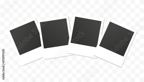 Four Photo frames on transparent background. Easy editable vector design