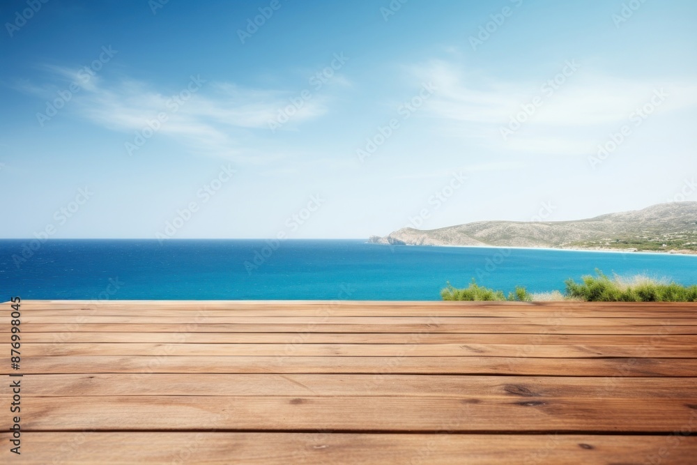 Fototapeta premium Wooden table wood land sky.
