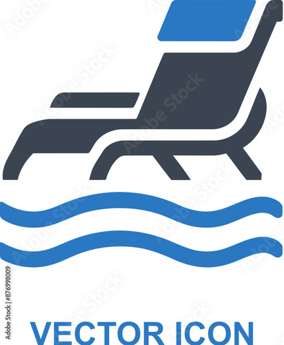 Poolside lounge chair icon