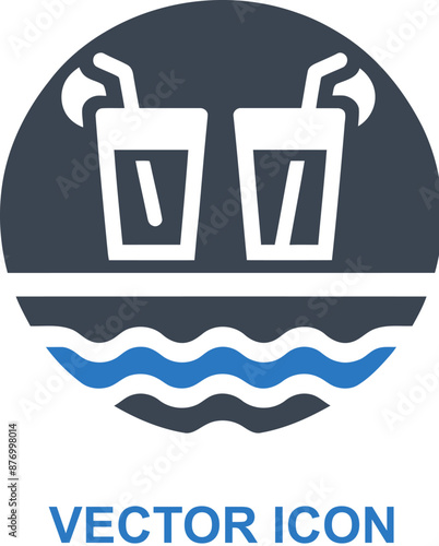 Poolside bar or drink icon