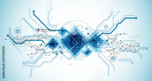 CPU concept. Circuit board. Technology background. Hand drawn vector.