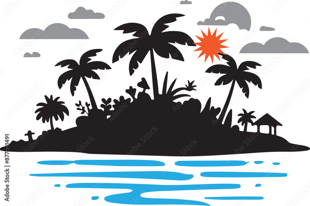 Obraz premium A sea beach Illustration vector .