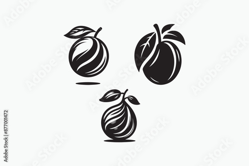 A vector silhouette image adobe illustrator of plum fruits.