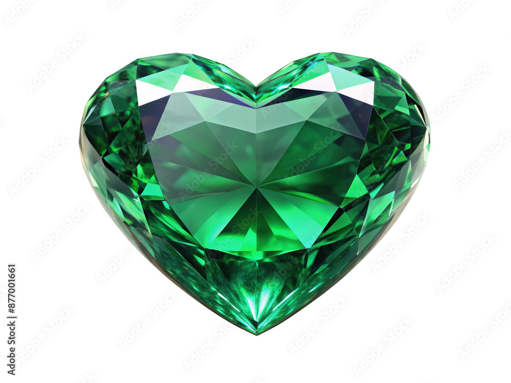 emerald in the shape of a heart on a transparent background. Generative AI emerald in the shape of a heart on a transparent background. Generative AI